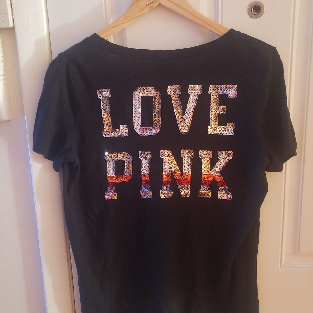 VIS Pink Vneck embellished tee